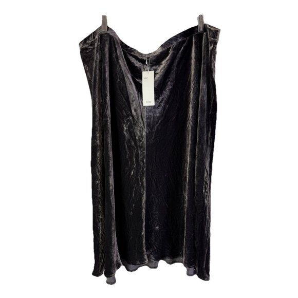 New Eileen Fisher Bias Skirt Velour Velvet Charcoal